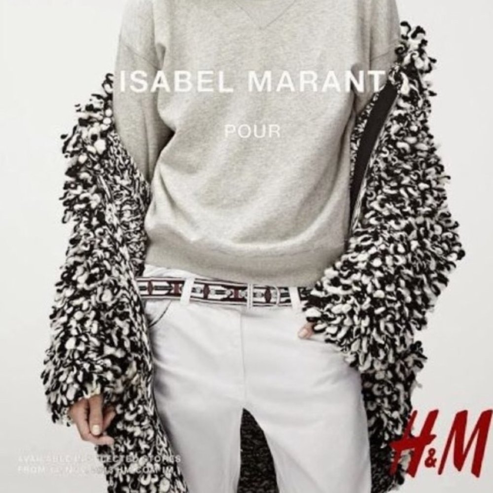 💥HOT ITEM💥Isabel Marant Pour H&M Black White Shag Jacket - Picture 3 of 15